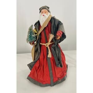 Vintage Father Christmas Santa Claus Paper Mache Figurine Decor